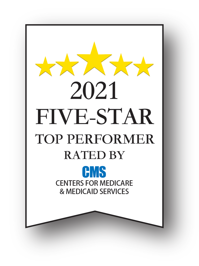 Five-star banner: 2021 Five-star top performer rated by CMS - Centers for Medicare and Medicaid Services